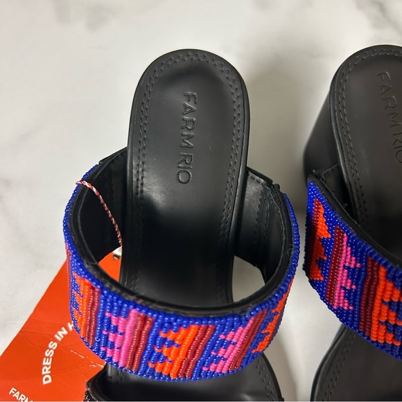 Farm Rio Beaded Block Heel Slide Sandals - Picture 4 of 9